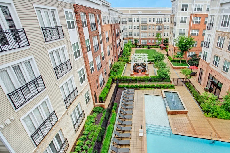 Community exterior and swimming pool